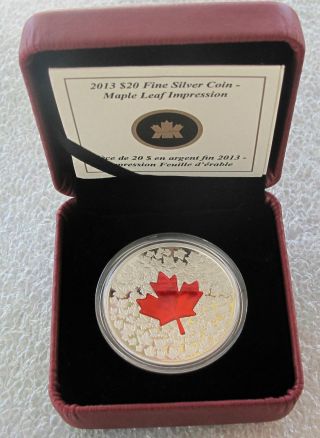 2013 Canada $20 Dollars Maple Leaf Impression Enamel 9999 Silver 213 /10000 photo