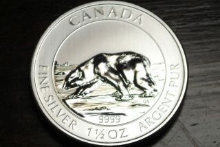 2013 Canada $8 Polar Bear 1.  5oz. .  999 Pure Silver Coin photo