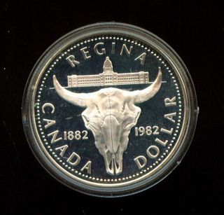 Canada 1982 Silver Proof Regina Centennial (2g468b) Silver Proof Dollar photo