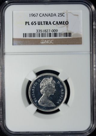 1967 Canada 25 Cents Silver Ngc Pf 65 Ultra Cameo Unc photo