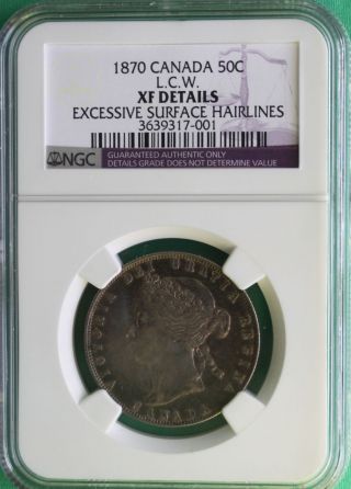 1870 Silver Canada Fifty Cents Lcw Ngc Xf Details Victoria Canadian 50 Cent Coin photo