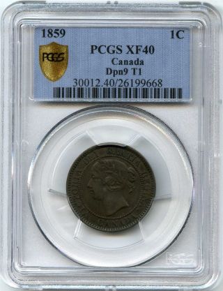 1859 Pcgs Xf40 Canada 1 Cent Dpn9 T1 1c photo