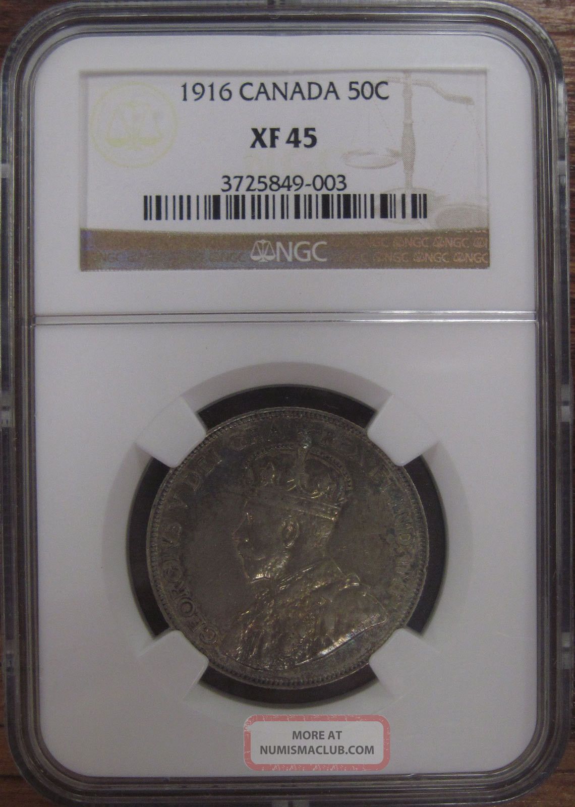 1916 Canada 50 Cents Ngc Graded Xf45 Blue Toning Better Date Coin,  Rare Coins: Canada photo