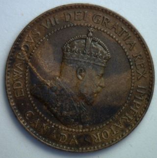 1902 Canadian Copper Large Cent Coin Canada Edward Vii One Cent Xf1 photo