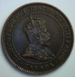 1902 Canadian Copper Large Cent Coin Canada Edward Vii One Cent Xf10 photo