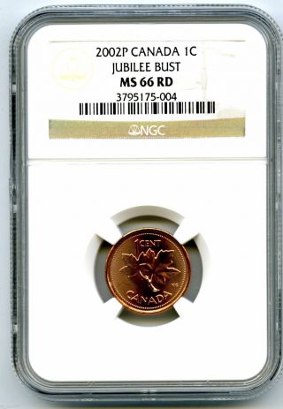 2002 P Canada Cent Ngc Ms66 Rd 1952 - 2002 Jubilee Bust Magnetic Steel Rare photo