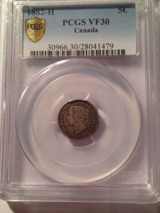 1882 - H Canada 5 Cent Silver Pcgs Vf30 Better Date G31 photo