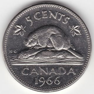 1966 Canada 5c Coin - 2 Eyed 6 ' S photo