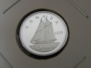 2009 Silver Proof Unc Canadian Canada Bluenose Elizabeth Ii Dime Ten 10 Cent photo