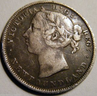 1888 Newfoundland 20 Cents - Vf+ Km 4 - 925 Silver - Usa photo