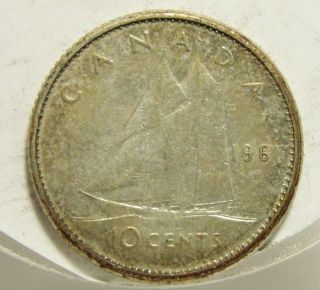 1961 10c Canada 10 Cents,  Silver,  Canadian,  Dime 4354 photo