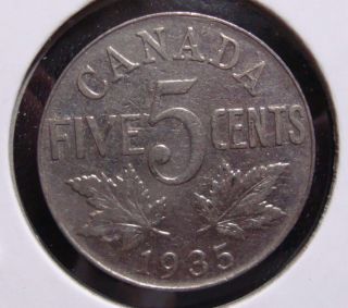 1935 5c Canada 5 Cents,  King George V Nickel,  Canadian,  3496 photo