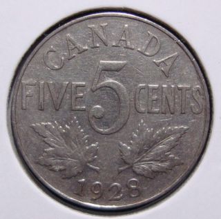 1928 5c Canada 5 Cents,  King George V Nickel,  Canadian,  3332 photo