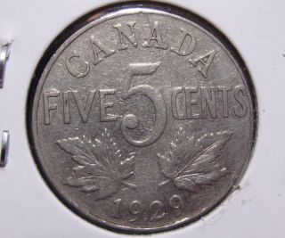 1929 5c Canada 5 Cents,  King George V Nickel,  Canadian,  3353 photo