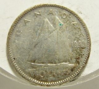 1949 10c Canada 10 Cents,  Silver,  Canadian,  Dime 4341 photo