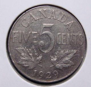 1929 5c Canada 5 Cents,  King George V Nickel,  Canadian,  3369 photo