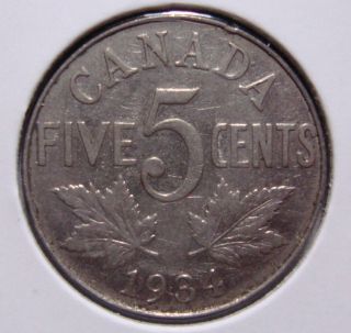 1934 5c Canada 5 Cents,  King George V Nickel,  Canadian,  3451 photo