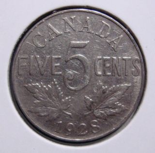 1928 5c Canada 5 Cents,  King George V Nickel,  Canadian,  3309 photo