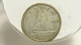 1956 10c Canada 10 Cents,  Silver,  Canadian,  Dime 4348 photo