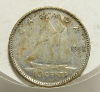 1947 Maple Leaf 10c Canada 10 Cents,  Silver,  Canadian,  Dime 4339 photo