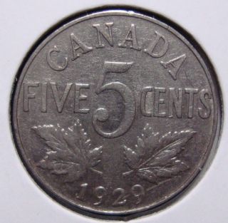 1929 5c Canada 5 Cents,  King George V Nickel,  Canadian,  3371 photo