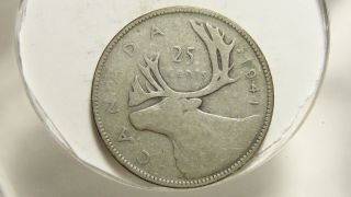 1941 25c Canada 25 Cents,  Silver,  Canadian Quarter 4367 photo