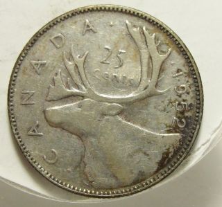 1952 25c Canada 25 Cents,  Silver,  Canadian Quarter 4380 photo