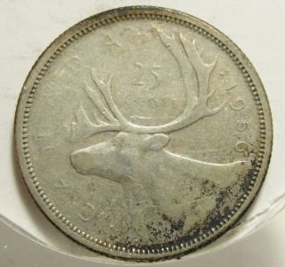 1956 25c Canada 25 Cents,  Silver,  Canadian Quarter 4386 photo