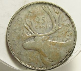 1947 25c Canada 25 Cents,  Silver,  Maple Leaf Canadian Quarter 4375 photo