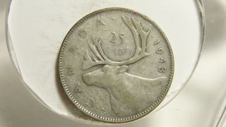 1943 25c Canada 25 Cents,  Silver,  Canadian Quarter 4369 photo
