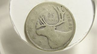 1942 25c Canada 25 Cents,  Silver,  Canadian Quarter 4368 photo