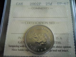 2002p Canadian Sp - 67 Twenty Five Cent Double Date Coin Certified By I.  C.  C.  S. photo