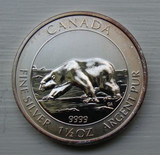 Canada Silver Coin 1 1/2 1.  5 Oz 2013 Arctic Polar Bear Royal.  9999 Fine Bu photo