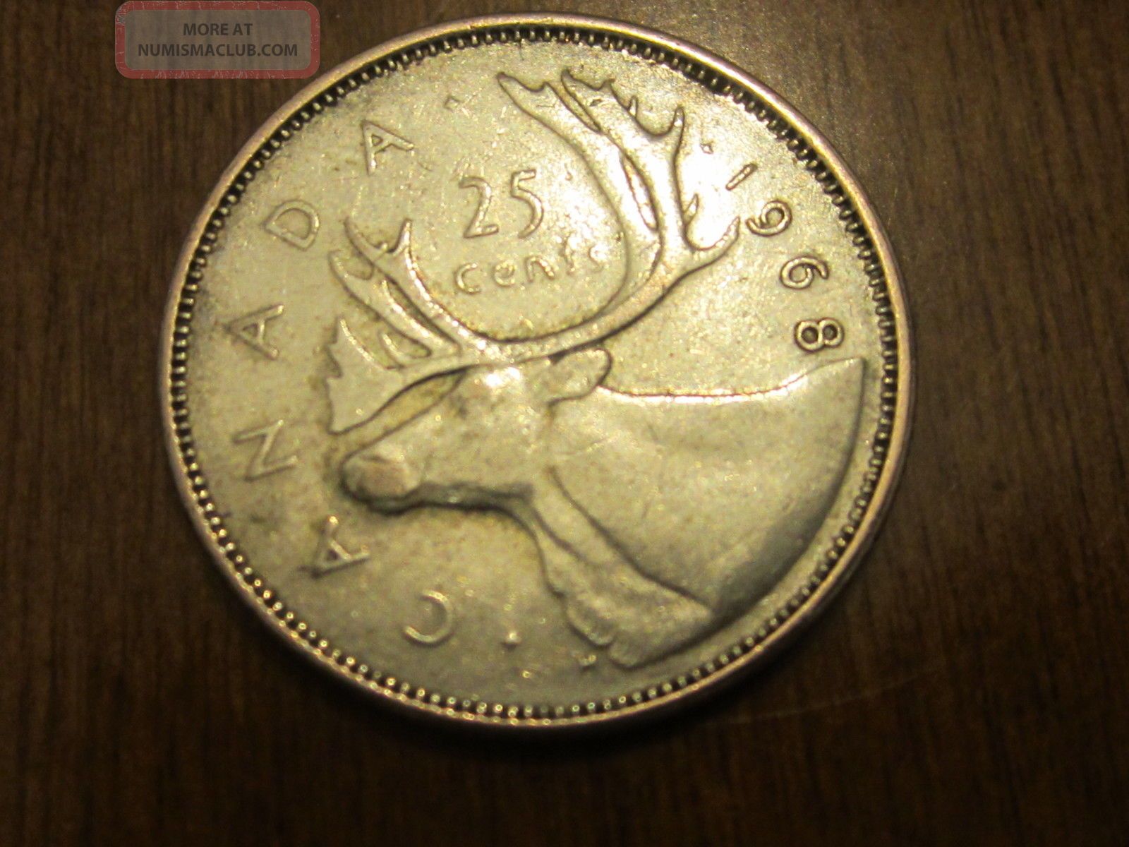 1968 Canadian Quarter 25c Silver Coin 1244a