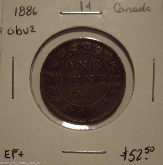 Canada Victoria 1886 Obv 2 Large Cent - Ef+ photo