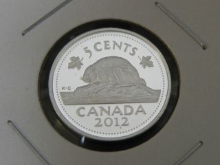 2012 Silver Proof Unc Canadian Canada Beaver Nickel Five 5 Cent photo