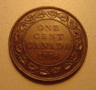 1916 Canada Large One Cent Old Circulated Coin (our Item 1916 - 102) photo