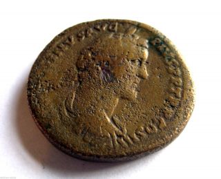 140 A.  D Emperor Antoninus Pius Roman Period Imperial Ae Bronze Sestertius Coin photo