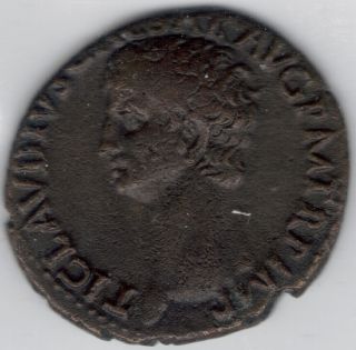 Tmm 41 - 54 Ad Roman Imperial As Claudius F/vf 28mm Bronze photo