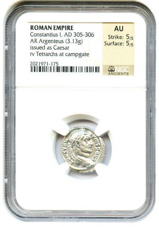 Ad 305 - 306 Constantius I Ar Argenteus Ngc Au (ancient Roman) photo