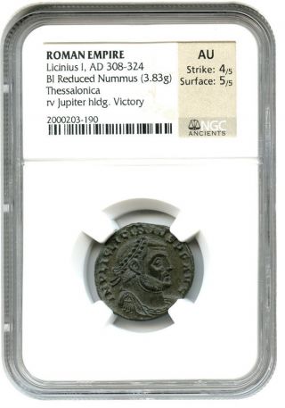 308 - 324 Ad Licinius I Bi Nummus Ngc Au (ancient Roman) photo