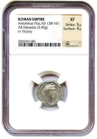 Ad 138 - 161 Antoninus Pius Ar Denarius Ngc Xf (ancient Roman) photo
