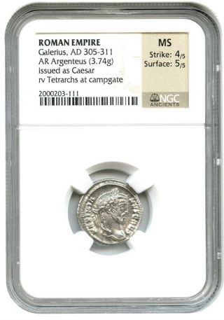 Ad 305 - 311 Galerius Ar Argenteus Ngc Ms (ancient Roman) photo