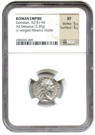 Ad 81 - 96 Domitian Ar Denarius Ngc Xf (ancient Roman) photo