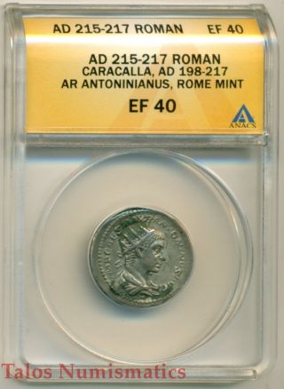 Roman Empire Caracalla (198 - 217 Ad) Ar Antoninianus Ef40 Anacs photo