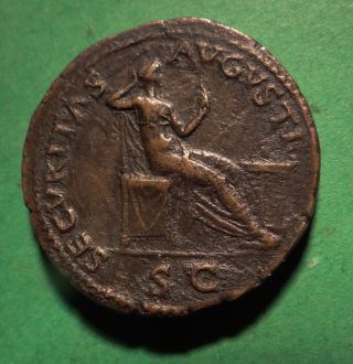 Tater Roman Imperial Ae As Coin Of Vespasian Secvritas Avgvsti photo
