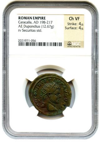 Ad 198 - 217 Caracalla Ae Dupondius Ngc Ch Vf (ancient Roman) photo
