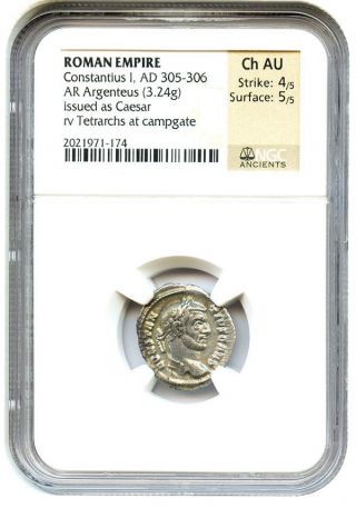 Ad 305 - 306 Constantius I Ar Argenteus Ngc Ch Au (ancient Roman) photo