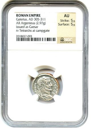 Ad 305 - 311 Galerius Ar Argenteus Ngc Au (ancient Roman) photo