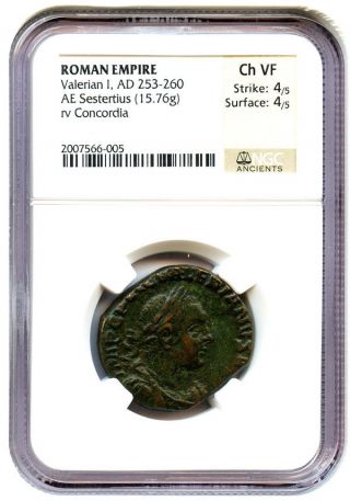 Ad 253 - 260 Valerian I Ae Sestertius Ngc Ch Vf (ancient Roman) photo
